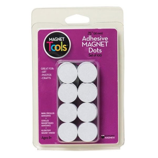 Dowling Magnets Dowling Magnets DO-735007-6 0.75 dia. Magnet Dots with Adhesive - 100 Per Pack - Pack of 6 DO-735007-6